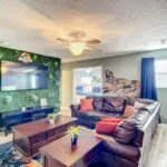 Upstairs Jurassic themed movie lounge