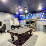 Arcade games and pool table setup