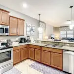 Bright kitchen next to living area