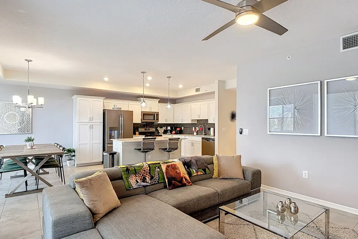 Our spacious and cozy living area perfect spot to relax after a long day