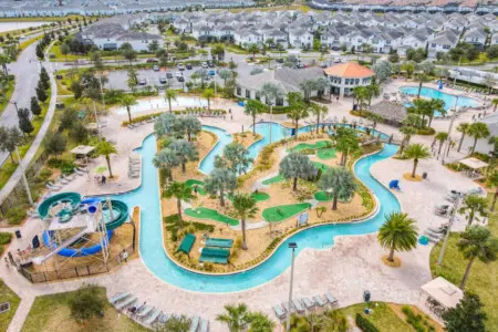 Enjoy a peaceful ride around the palm lined lazy river