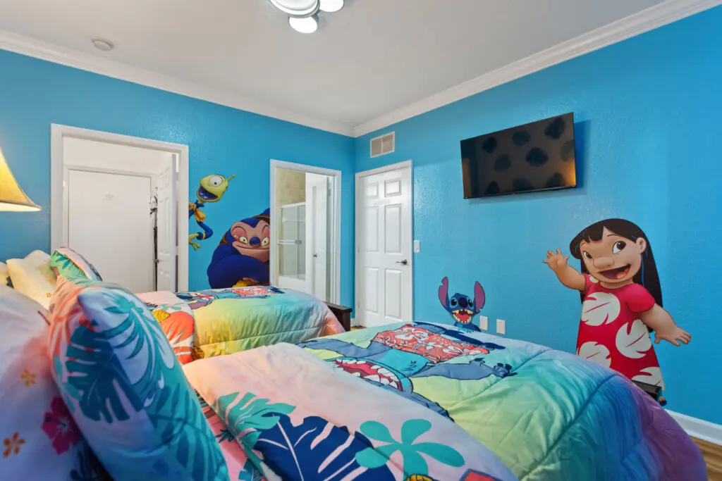 Lilo & Stitch themed bedroom with 2 twin beds perfect for your kids