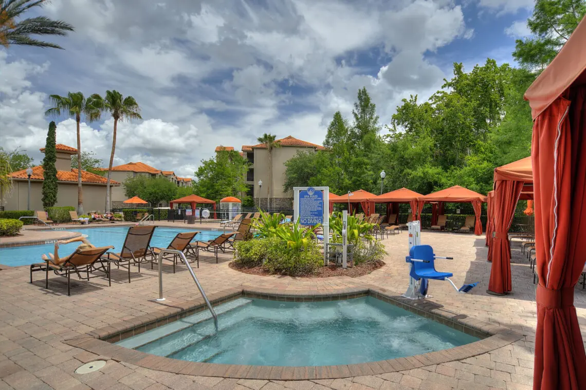Enjoy ultimate relaxation in the warm spa waters.