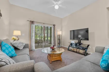 Enjoy quality time in the cozy living space, featuring a TV for your entertainment.