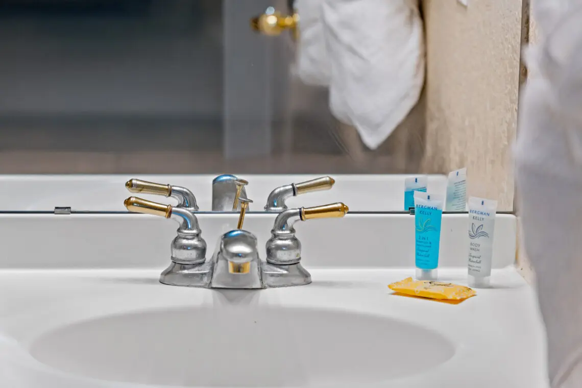 Modern sink setup with essentials provided