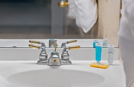 Modern sink setup with essentials provided