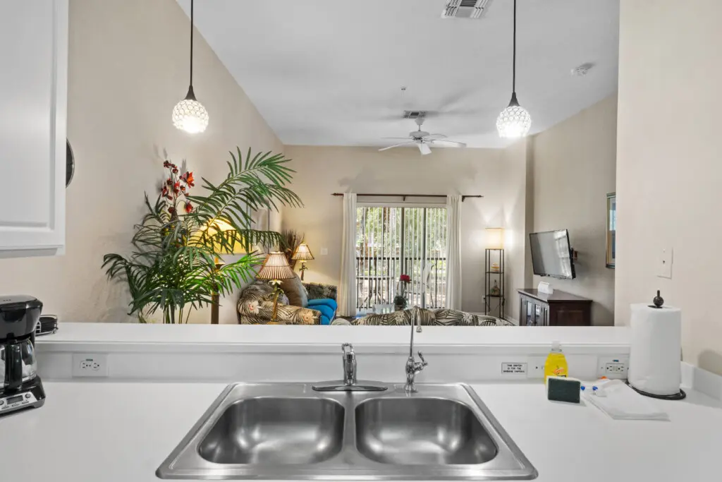 Spacious open plan layout from kitchen to living area