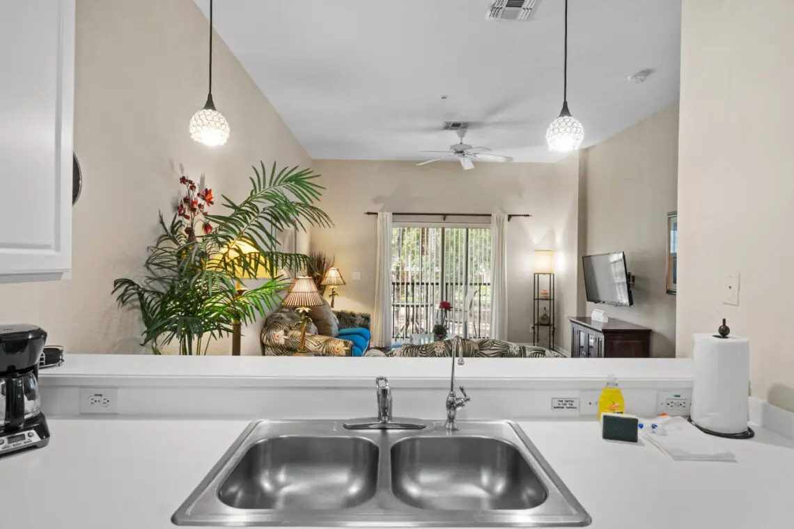 Spacious open plan layout from kitchen to living area