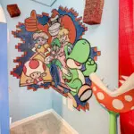 Mario-themed bunk bed room mural