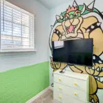 Bowser-themed TV area for kids