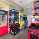 Indoor arcade with basketball and claw machines