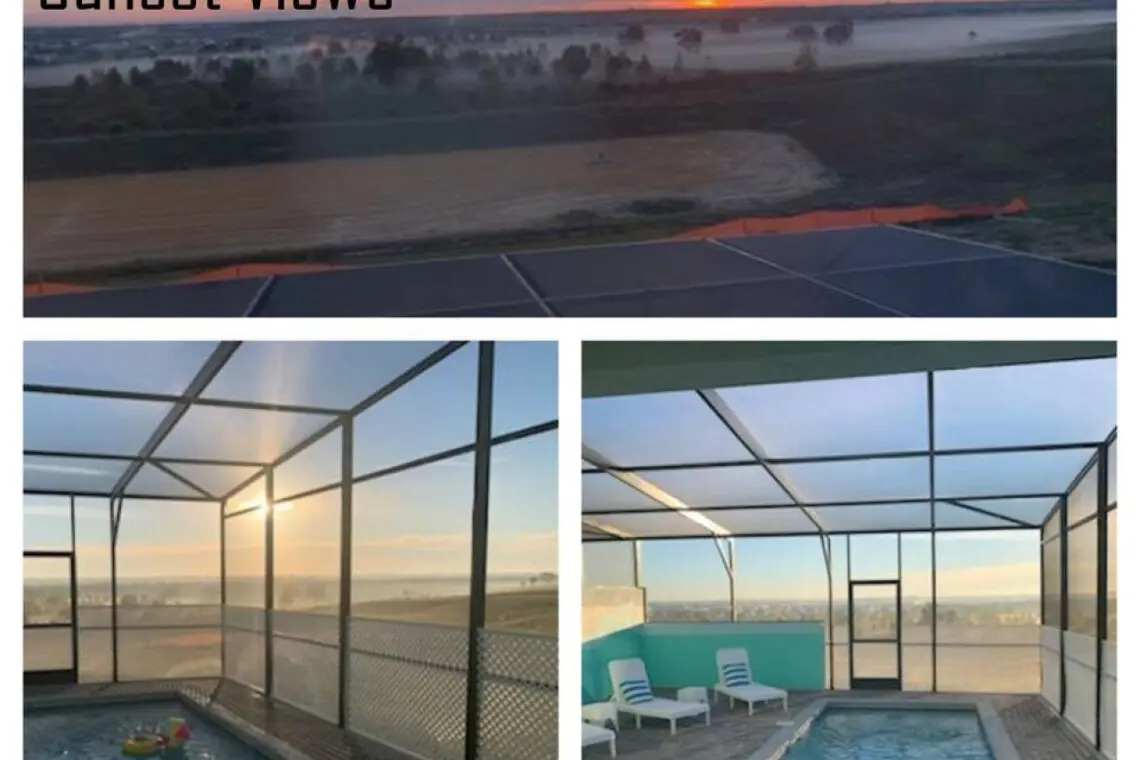 Private pool area with sunset views