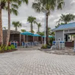 Poolside bar and shaded dining