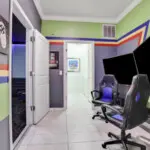 Gaming chairs with dual screens setup