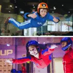 Instructor and guest skydiving inside iFLY Orlando tunnel