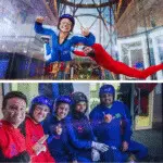 Group posing after skydiving session at iFLY Orlando