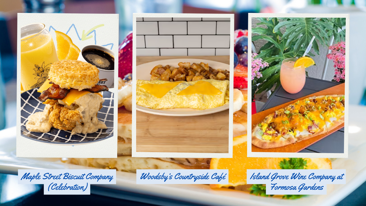 Maple Street Biscuit Company (Celebration), Woodsby’s Countryside Café, and Island Grove Wine Company at Formosa Gardens