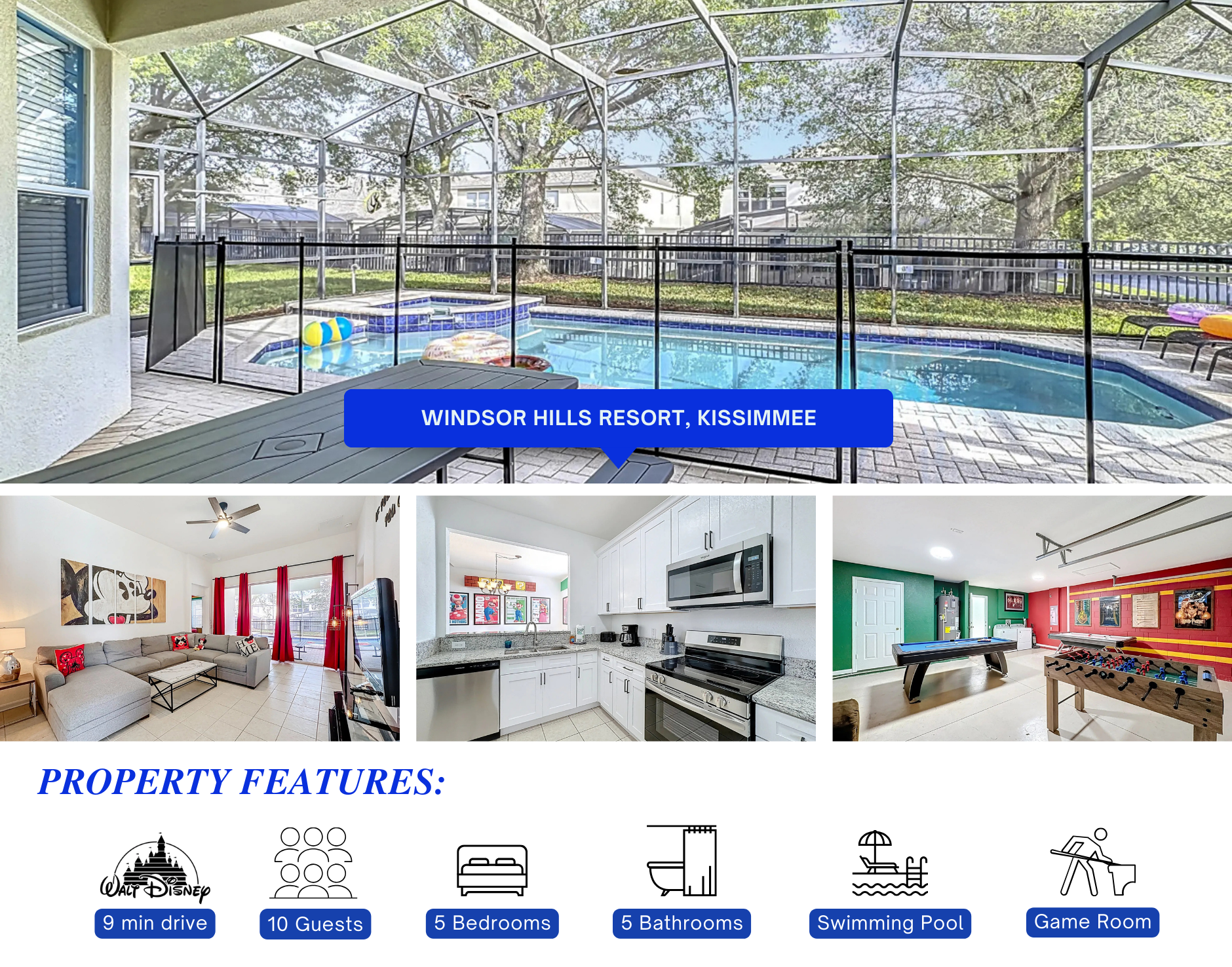 Windsor Hills Resort – 5BR Private Pool Villa Near Disney