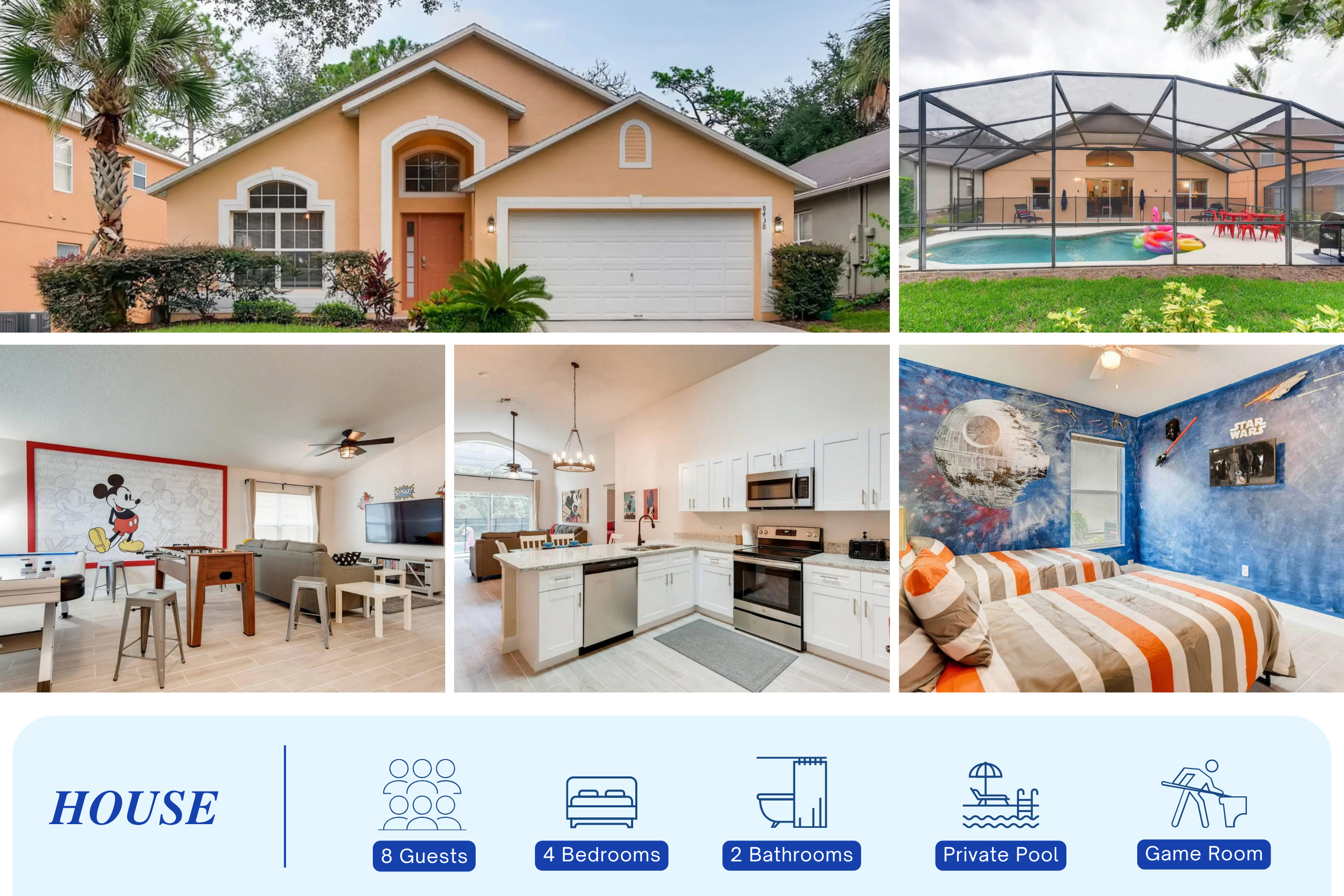 Charming Themed Fun House with Private Pool, Pet Friendly