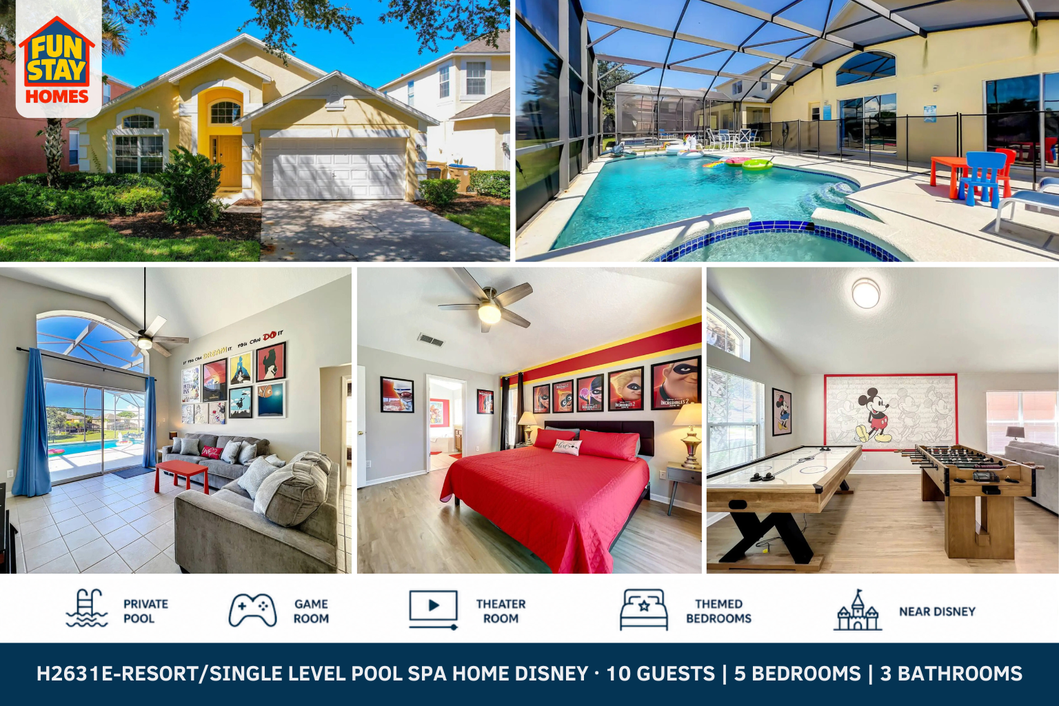 H2631E-ResortSingle Level POOL SPA Home Disney
