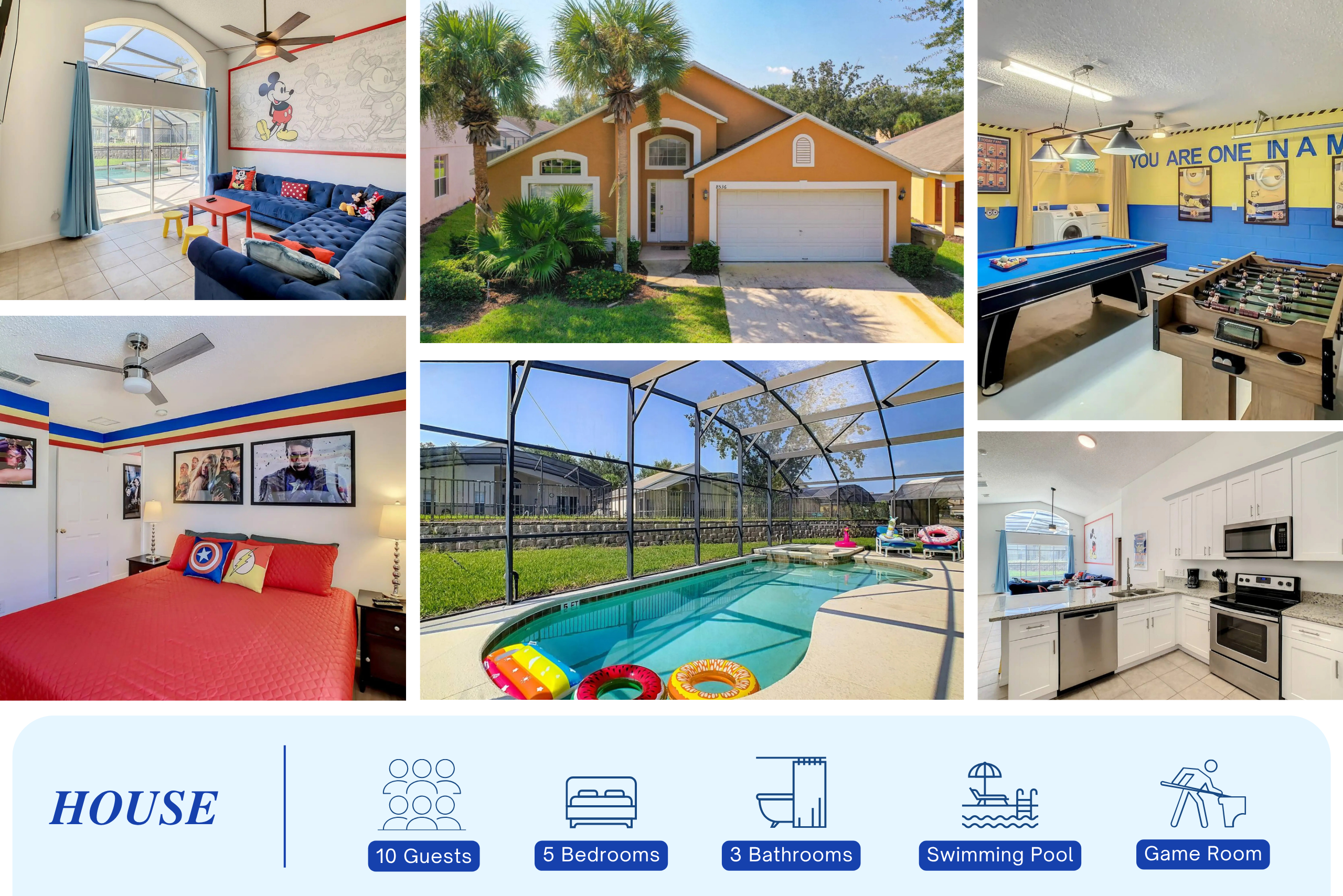 Themed Rooms with Private Pool in Kissimmee