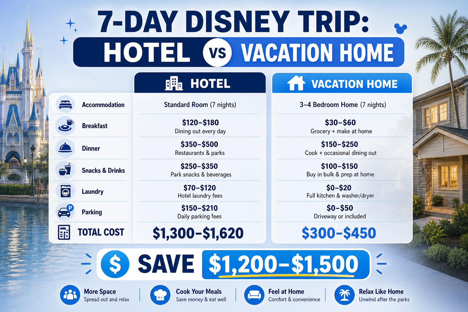 7-DAY DISNEY TRIP HOTEL VS VACATION HOME
